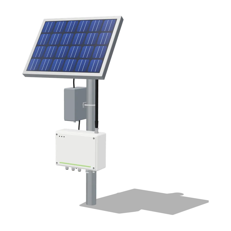Gateway de exterior con panel solar sobre caño
